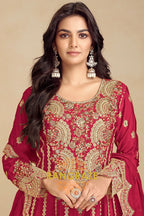 Ruby Royale Premium Chinon Heavy Embroidered Suit Set