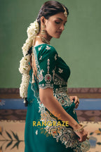Emerald Elegance Designer Embroidered Fancy Saree with Sequin, Stone & Pearl Work