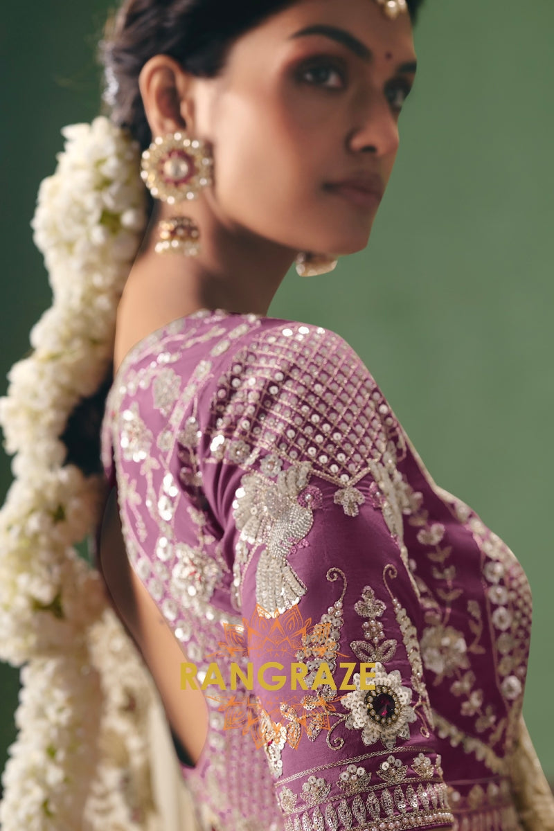 Ivory Royale Designer Embroidered Fancy Saree with Sequin, Stone & Pearl Work