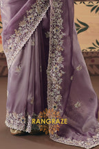 Lavender Mist Designer Embroidered Fancy Saree with Sequin, Stone & Pearl Work