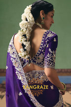 Royal Purple Designer Embroidered Fancy Saree with Sequin, Stone & Pearl Work