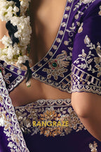 Royal Purple Designer Embroidered Fancy Saree with Sequin, Stone & Pearl Work