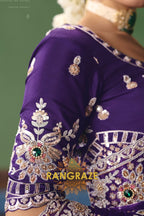 Royal Purple Designer Embroidered Fancy Saree with Sequin, Stone & Pearl Work