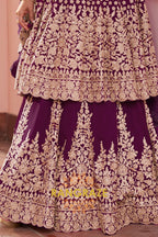 Plum Premium Georgette Designer Anarkali Lehenga Suit Set