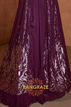 Plum Premium Chinon Designer Anarkali Suit Set