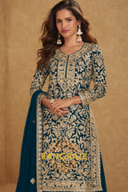 Teal Premium Georgette Designer Suit Set