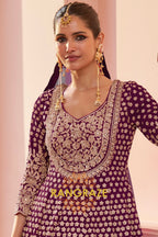 Plum Premium Georgette Designer Anarkali Lehenga Suit Set