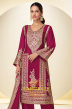 Magenta Premium Chinon Designer Suit Set