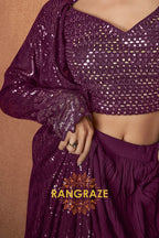 Plum Premium Chinon Designer Anarkali Suit Set