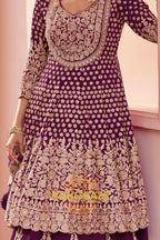 Plum Premium Georgette Designer Anarkali Lehenga Suit Set