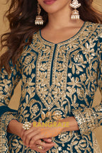 Teal Premium Georgette Designer Suit Set