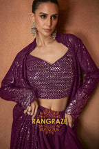 Plum Premium Chinon Designer Anarkali Suit Set