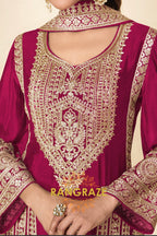 Magenta Premium Chinon Designer Suit Set