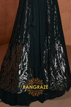 Black Premium Chinon Designer Anarkali Suit Set