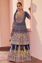 Royal Blue Premium Georgette Designer Anarkali Lehenga Suit Set