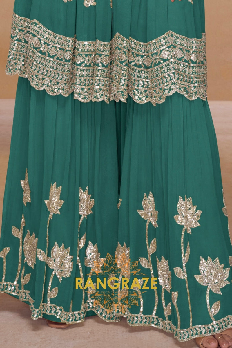 Emerald Green Premium Chinon Designer Anarkali Suit Set