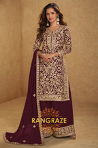 Maroon Premium Georgette Designer Suit Set