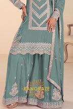 Sea Green Premium Chinon Designer Suit Set
