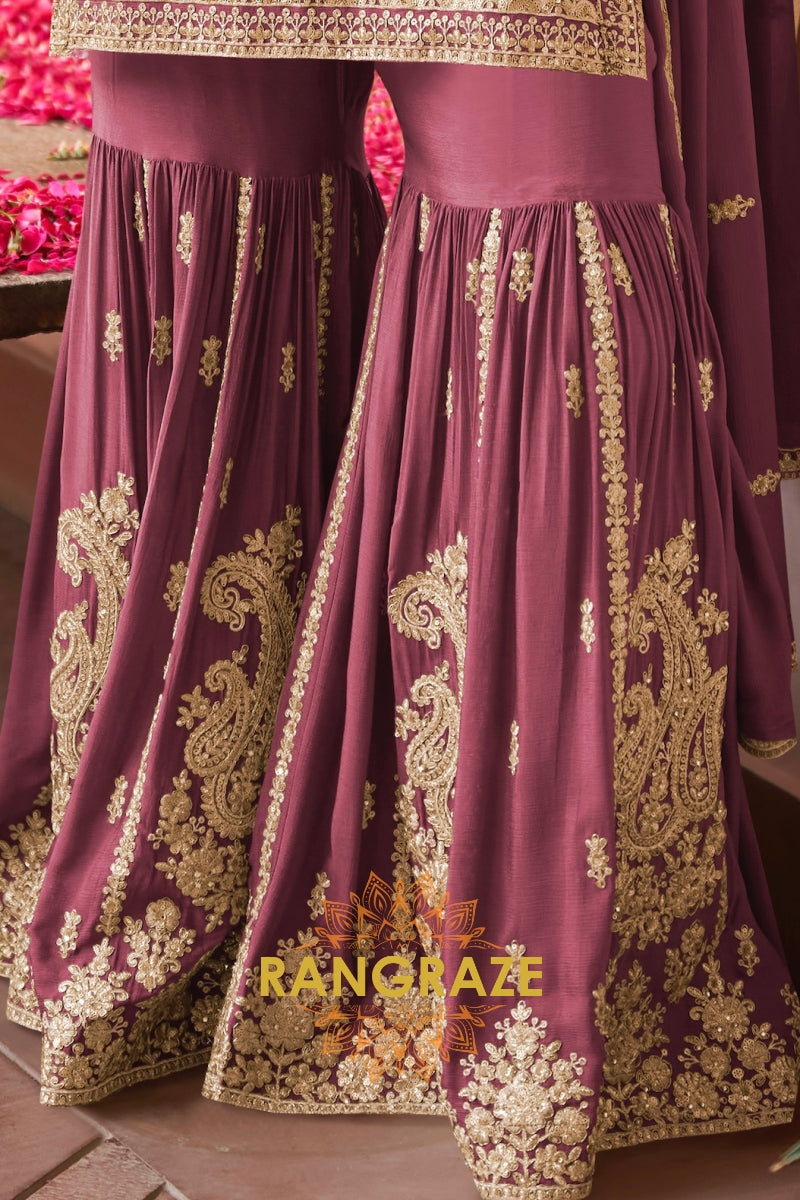 Wine Premium Chinon Designer Suit Set
