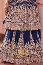 Royal Blue Premium Georgette Designer Anarkali Lehenga Suit Set