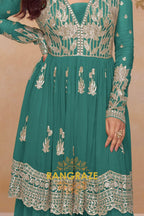 Emerald Green Premium Chinon Designer Anarkali Suit Set