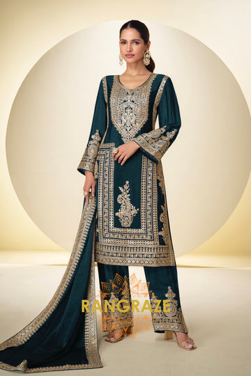 Emerald Premium Chinon Designer Suit Set