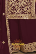 Maroon Premium Georgette Designer Suit Set