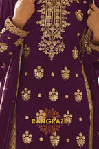 Plum Premium Chinon Designer Suit Set