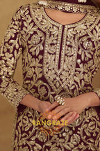 Maroon Premium Georgette Designer Suit Set