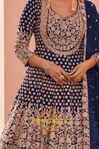 Royal Blue Premium Georgette Designer Anarkali Lehenga Suit Set