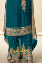 Teal Premium Chinon Designer Suit Set