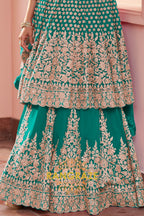 Emerald Green Premium Georgette Designer Anarkali Lehenga Suit Set