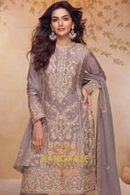 Taupe Premium Chinon Designer Suit Set