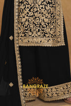 Black Premium Georgette Designer Suit Set