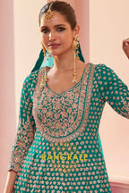 Emerald Green Premium Georgette Designer Anarkali Lehenga Suit Set