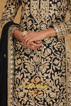Black Premium Georgette Designer Suit Set