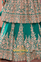Emerald Green Premium Georgette Designer Anarkali Lehenga Suit Set