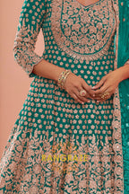 Emerald Green Premium Georgette Designer Anarkali Lehenga Suit Set