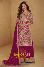Fuchsia Premium Georgette Designer Suit Set