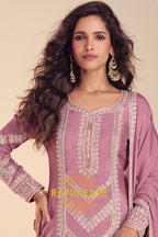 Dusty Rose Premium Chinon Designer Suit Set