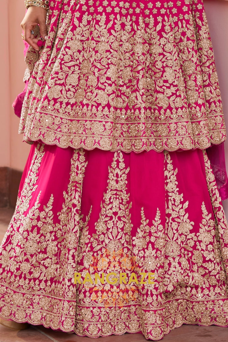 Fuchsia Premium Georgette Designer Anarkali Lehenga Suit Set
