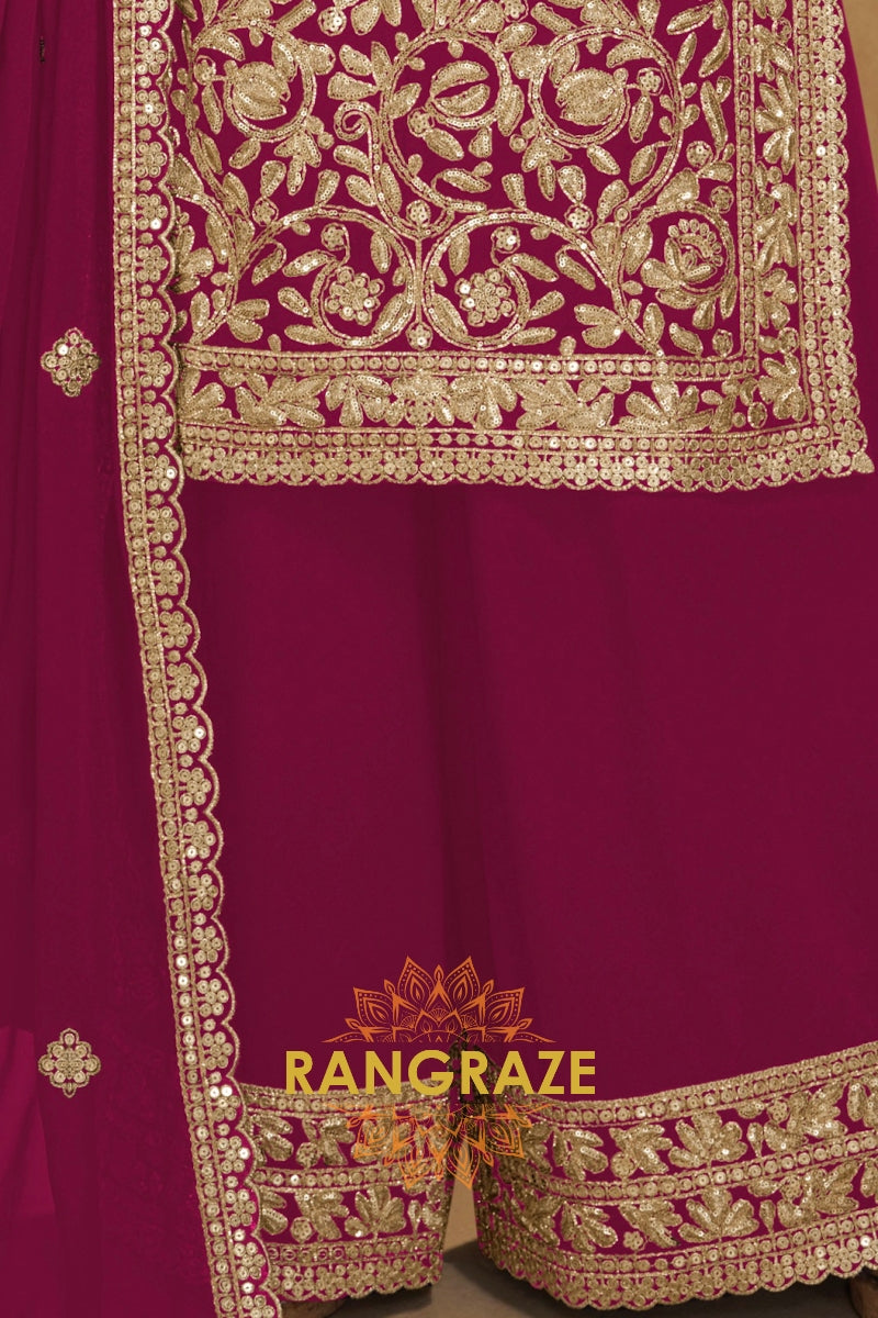 Fuchsia Premium Georgette Designer Suit Set