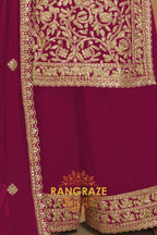 Fuchsia Premium Georgette Designer Suit Set