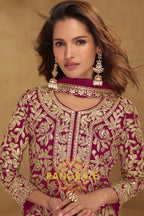 Fuchsia Premium Georgette Designer Suit Set