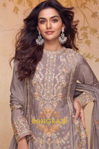 Taupe Premium Chinon Designer Suit Set
