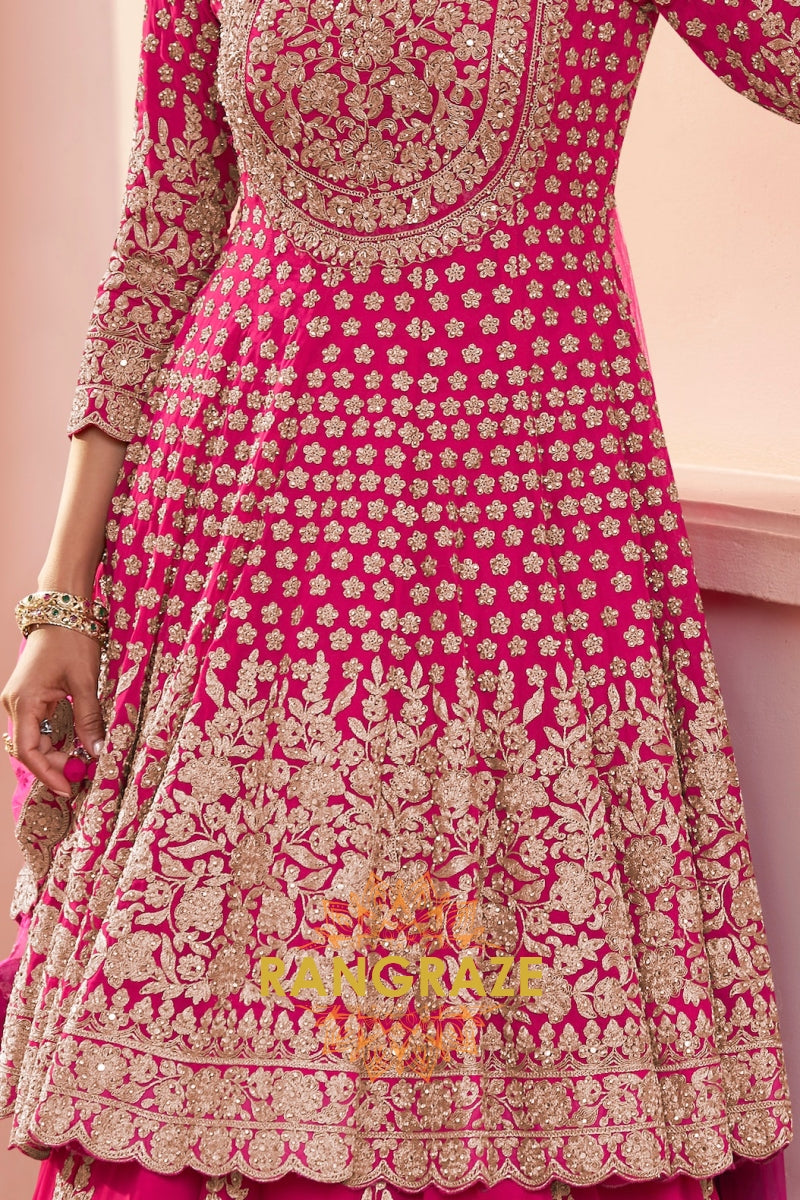 Fuchsia Premium Georgette Designer Anarkali Lehenga Suit Set
