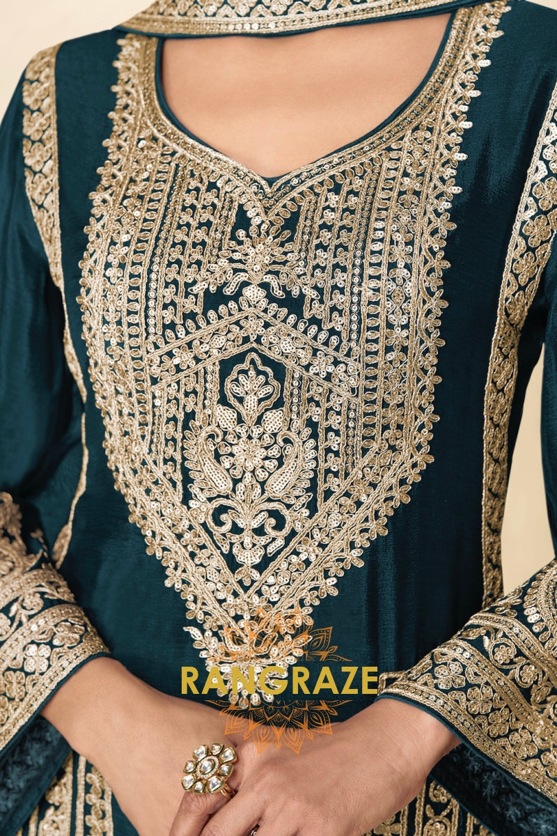 Emerald Premium Chinon Designer Suit Set