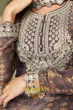 Mocha Brown Premium Chinon Designer Suit Set