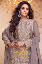 Taupe Premium Chinon Designer Suit Set