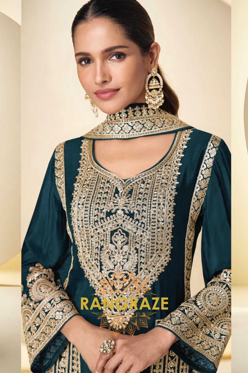 Emerald Premium Chinon Designer Suit Set